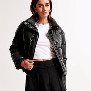 Abercrombie & Fitch Vegan Leather Mini Puffer